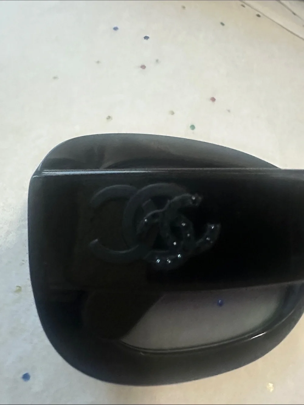 Authentic CHANEL Black Oversized Rectangle Sunglasses with Quilted Logo Case